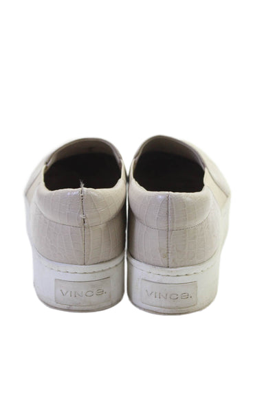 Vince Womens Platform Croc Embossed Slip On Sneakers Beige Size 6