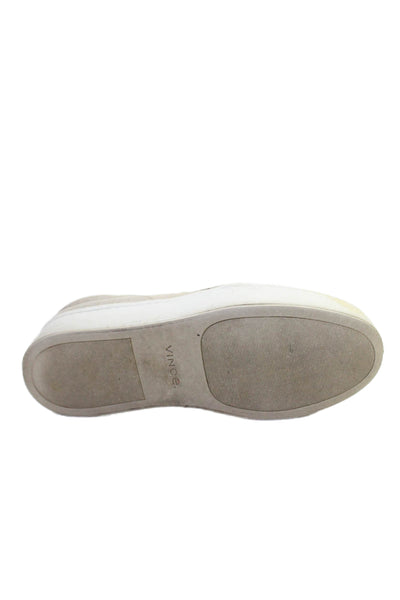 Vince Womens Platform Croc Embossed Slip On Sneakers Beige Size 6