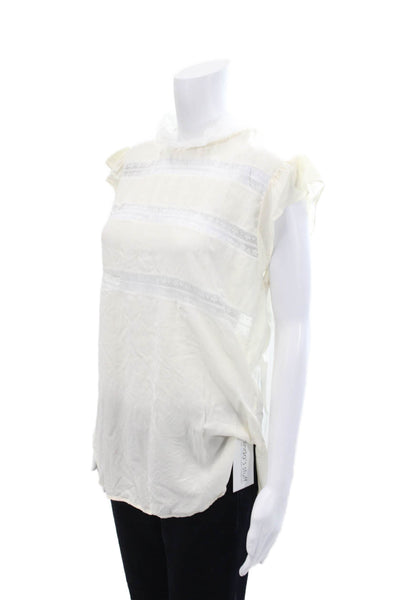 Sandro Womens Silk Lace Trim Sleeveless Tank Top Porcelain White Size 3