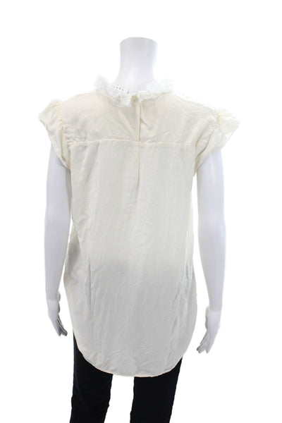 Sandro Womens Silk Lace Trim Sleeveless Tank Top Porcelain White Size 3
