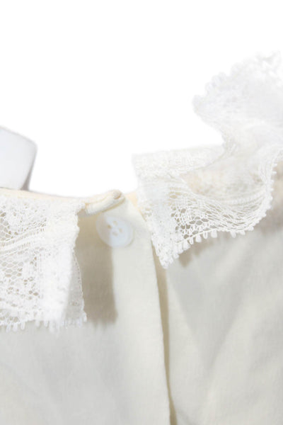 Sandro Womens Silk Lace Trim Sleeveless Tank Top Porcelain White Size 3