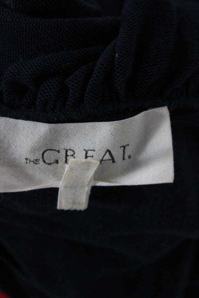 The Great Womens Eyelet Sleeveless V Neck Tank Top Navy Blue Size 2