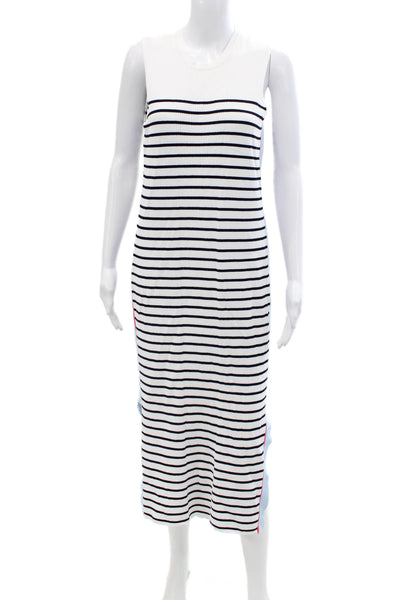 Autumn Cashmere Womens Striped Sleeveless Maxi Dress White Black Size Medium