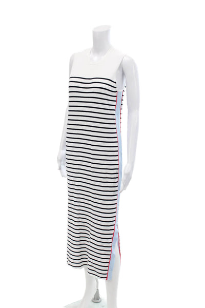 Autumn Cashmere Womens Striped Sleeveless Maxi Dress White Black Size Medium