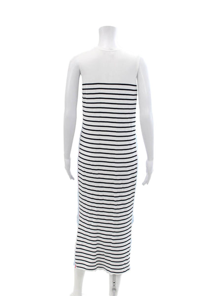 Autumn Cashmere Womens Striped Sleeveless Maxi Dress White Black Size Medium