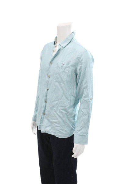Ted Baker London Mens Long Sleeves Button Down Shirt Sky Blue Cotton Size 4