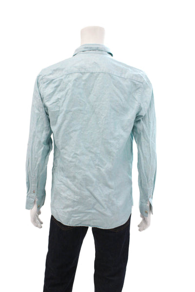 Ted Baker London Mens Long Sleeves Button Down Shirt Sky Blue Cotton Size 4
