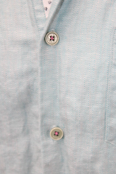 Ted Baker London Mens Long Sleeves Button Down Shirt Sky Blue Cotton Size 4