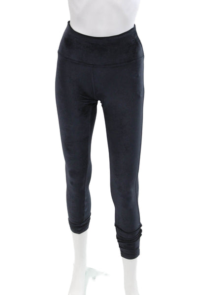 Lululemon Womens Suede Elastic High Waisted Leggings Navy Blue Size 2