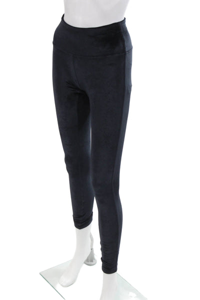 Lululemon Womens Suede Elastic High Waisted Leggings Navy Blue Size 2