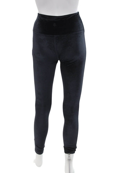 Lululemon Womens Suede Elastic High Waisted Leggings Navy Blue Size 2