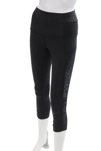 Lululemon Womens High Waisted Elastic Waistband Capri Leggings Black Size 2