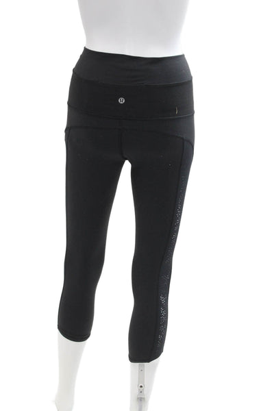 Lululemon Womens High Waisted Elastic Waistband Capri Leggings Black Size 2