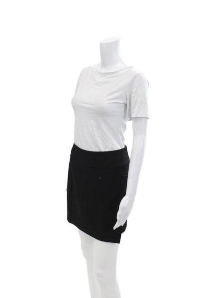 Vince Womens A-Line Asymmetrical Zip Up Mini Pencil Skirt Black Size 0