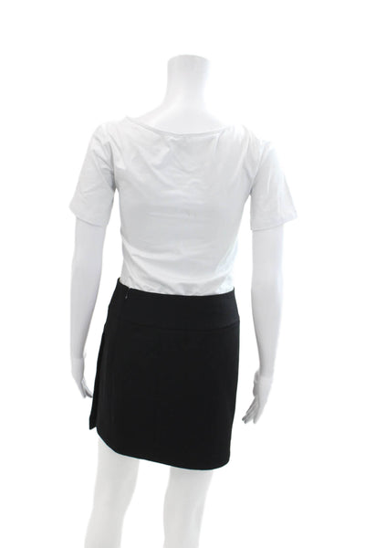 Vince Womens A-Line Asymmetrical Zip Up Mini Pencil Skirt Black Size 0