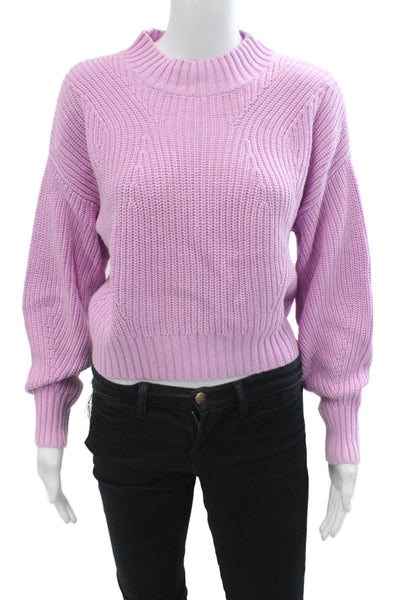 525 Womens Cotton Mock Neck Long Sleeve Knit Pullover Sweater Purple Size S