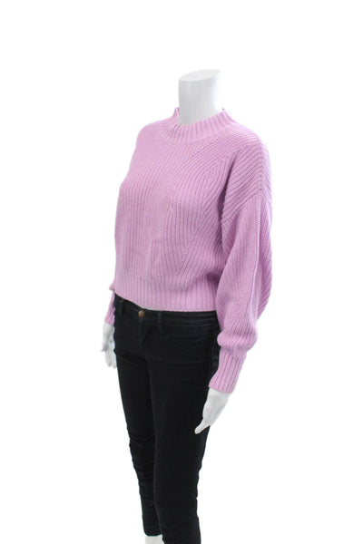 525 Womens Cotton Mock Neck Long Sleeve Knit Pullover Sweater Purple Size S