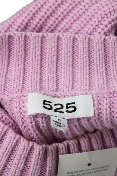 525 Womens Cotton Mock Neck Long Sleeve Knit Pullover Sweater Purple Size S