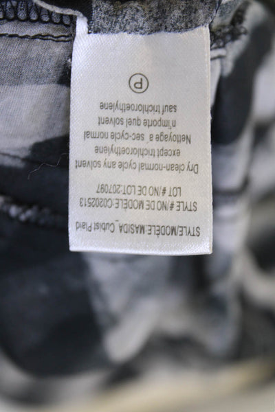 Theory Womens Sheer Silk Abstract Sleeveless Button Up Blouse Top Gray Size P