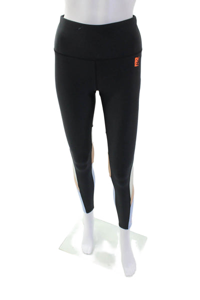 PE Nation Womens Color Block Mid-Rise Stretch Ankle Leggings Black Size M