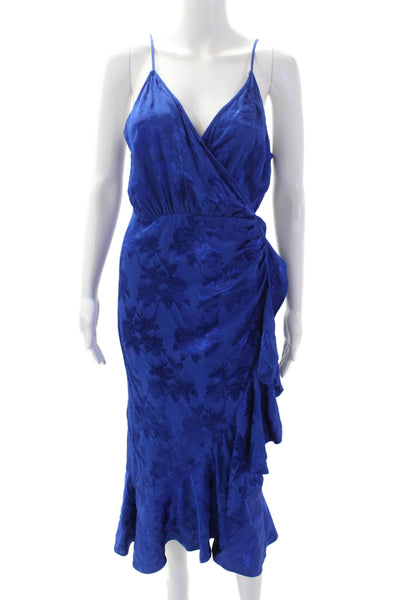 Majorelle Womens Spaghetti Strap Floral Tie Front Dress Blue Size M