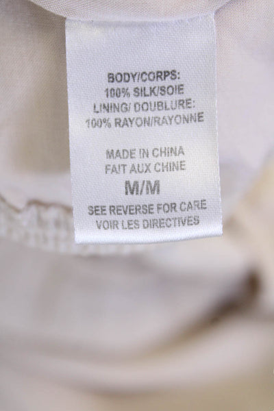 Cami Womens Silk Long Sleeve Pullover One Shoulder Blouse Top Beige Size M