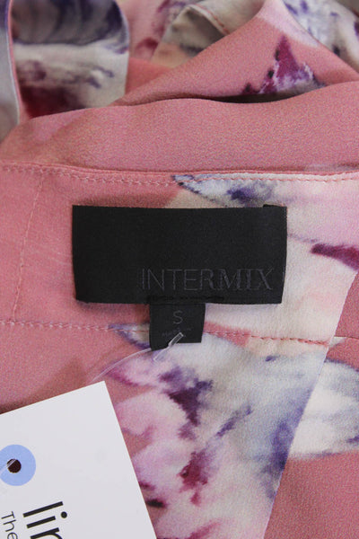Intermix Womens Silk Tie Back Sleeveless Floral Halter Neck Blouse Pink Size S