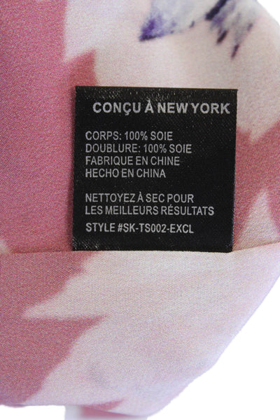 Intermix Womens Silk Tie Back Sleeveless Floral Halter Neck Blouse Pink Size S