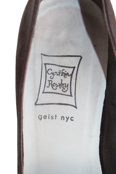 Cynthia Rowley Women's Open Toe Bow Leather Cone Heels Pumps Brown Size 8