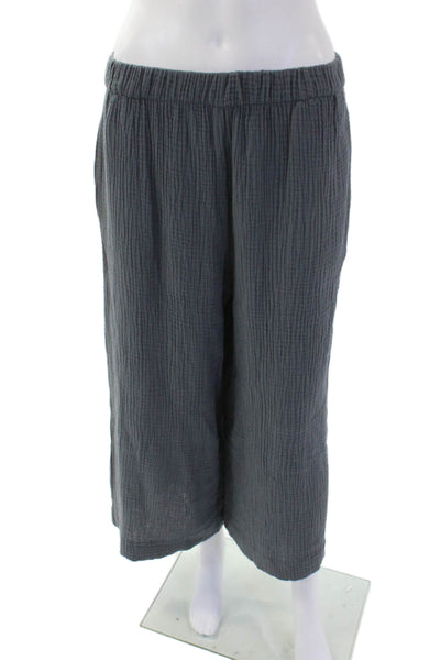 Drew Womens Cotton Stretch High-Waisted Crop Wide-Leg Pants Gray Size XS