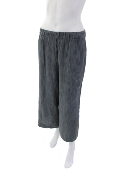 Drew Womens Cotton Stretch High-Waisted Crop Wide-Leg Pants Gray Size XS