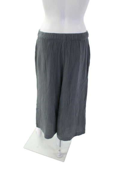 Drew Womens Cotton Stretch High-Waisted Crop Wide-Leg Pants Gray Size XS