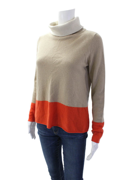 Magaschoni Womens Cashmere Long Sleeve Stripe Turtleneck Sweater Multi Size S