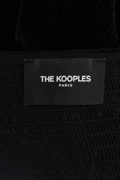The Kooples Womens V-Neck Smocked Long Sleeve Blouse Top Black Size 2