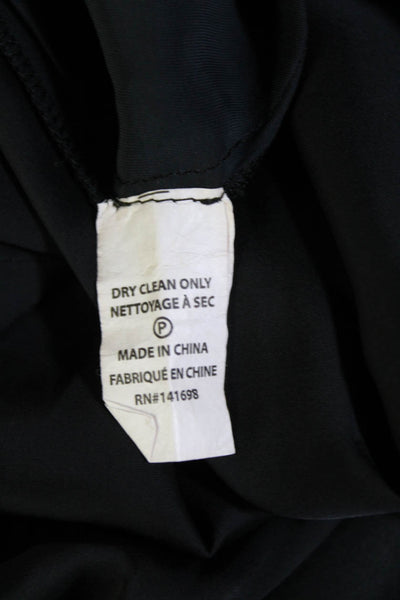 Ramy Brook Womens Long Sleeve Keyhole Satin Blouse Black Size 2XS