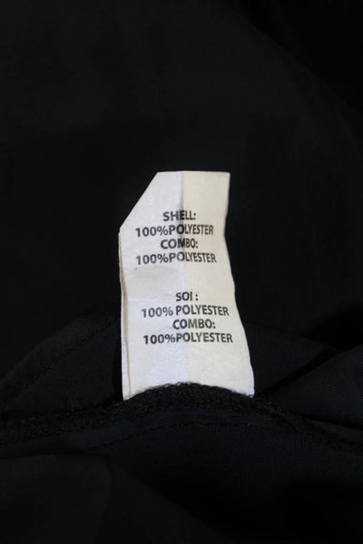 Ramy Brook Womens Long Sleeve Keyhole Satin Blouse Black Size 2XS