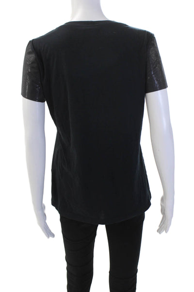 Theory Womens Short Sleeve Scoop Neck Boxy Tee Shirt Navy Cotton Size Medium