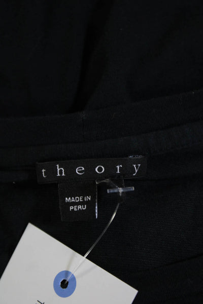 Theory Womens Short Sleeve Scoop Neck Boxy Tee Shirt Navy Cotton Size Medium