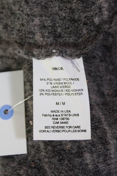 Vince Womens Long Sleeve Scoop Neck Sequin Knit Sweater Gray Size Medium