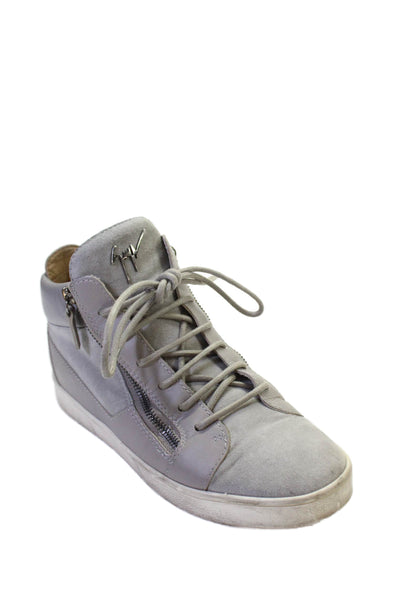 Giuseppe Zanotti Design Womens Double Side Zip High Top Sneakers Gray Suede 39