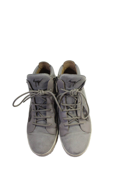 Giuseppe Zanotti Design Womens Double Side Zip High Top Sneakers Gray Suede 39