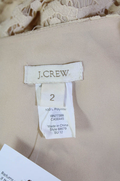 J Crew Womens Cotton Sleeveless Scalloped Lace Overlay Detail Dress Beige Size 2