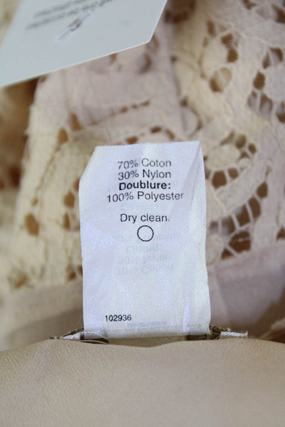 J Crew Womens Cotton Sleeveless Scalloped Lace Overlay Detail Dress Beige Size 2