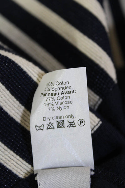 J Crew Womens Cotton Round Neck Short Sleeve Striped Panel Dress Blue Size 0
