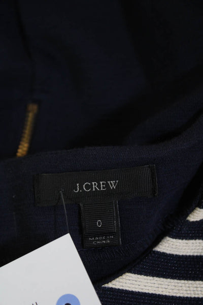 J Crew Womens Cotton Round Neck Short Sleeve Striped Panel Dress Blue Size 0