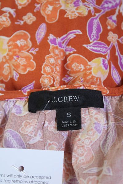 J Crew Womens Floral Print Spaghetti Strap Tiered Maxi Dress Orange Size S
