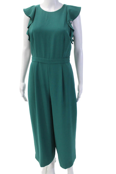 J Crew Womens Sleeveless Open Backed Detail Wide Legged Jumpsuit Green Size 6