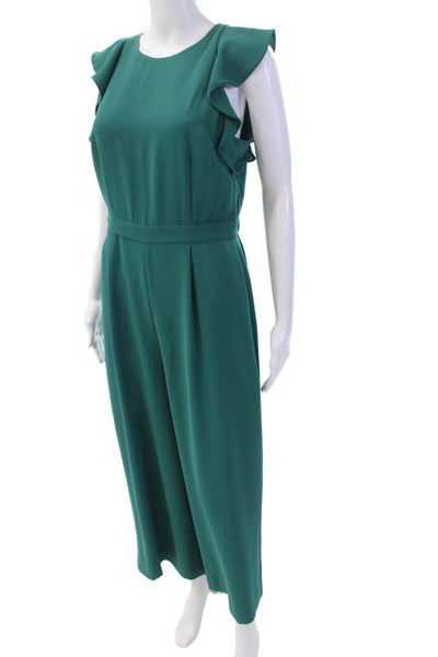 J Crew Womens Sleeveless Open Backed Detail Wide Legged Jumpsuit Green Size 6