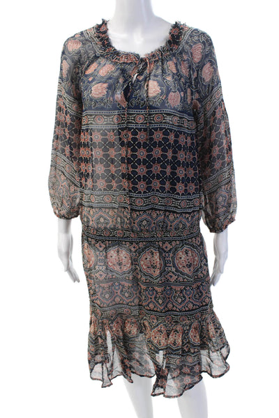 Velvet by Graham & Spencer Womens 3/4 Sleeve V Neck Abstract Dress Navy Size XS
