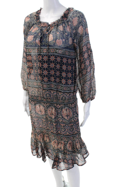 Velvet by Graham & Spencer Womens 3/4 Sleeve V Neck Abstract Dress Navy Size XS